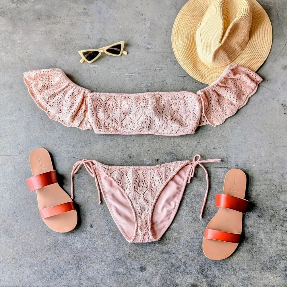 Tularosa x Revolve Blush Crochet Ever Bikini Set small